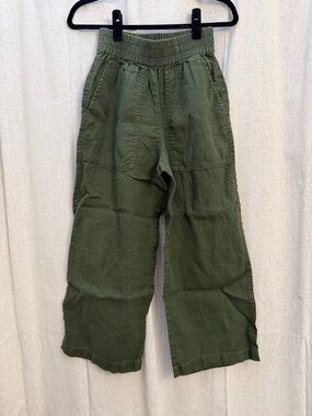 Not perfect linen PUGLIA Olive Green Elastic Waist linen Pants